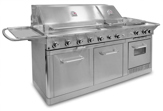 Big Barbecue gas grill in stainless steel, isolated