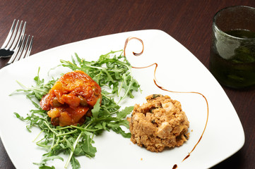 caponata e timballo di pesce spada