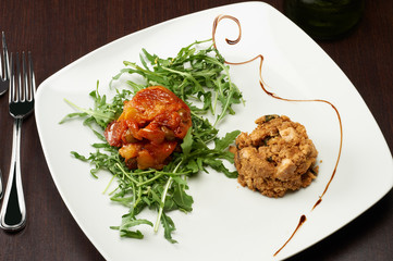 caponata e timballo di pesce spada