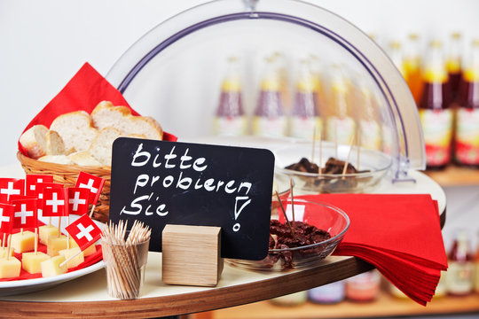 tasting stand for Swiss cheese