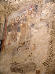 Mural painted over hieroglyphs in Luxor Temple Egypt