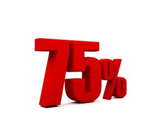 75 percent isolated on white background. 75%