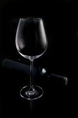 Glass and bottle of wine