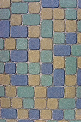 Cobblestone Texture Background Closeup green, yellow blue