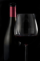 Glass of red wine close up