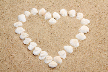 heart made with shells