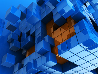 blue and orange cubes background