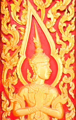 Golden Wood Carving Close Up,Traditional Thai Style in Thai Temp