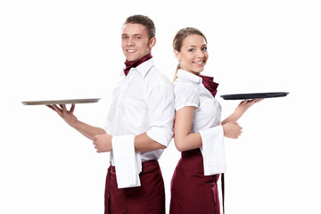 Two attractive waiters