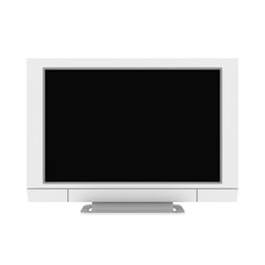 widescreen tv with a white case