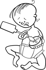 boy destroying the clock for coloring book