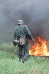 Naklejka premium German soldier.WW2 reenacting. Kiev,Ukraine