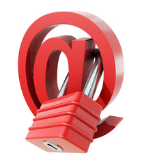 At symbol with padlock attached. Internet security concept