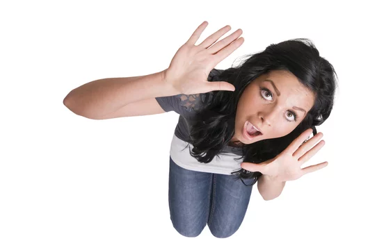 frightened girl from above