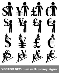 Vector set: men with money signs