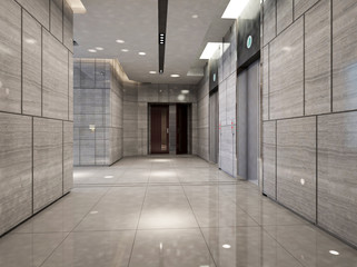 Modern corridor interior image ( rendering)
