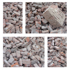 composition with stone brick rubble of the same type