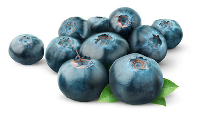 Isolated blueberries. Pile of fresh blueberry fruits isolated on white background