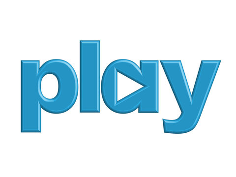 "PLAY" Web Icon (video watch media player play button 3d image)
