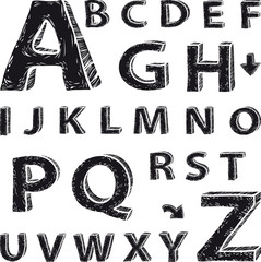 font composition based on drawing the Latin alphabet.