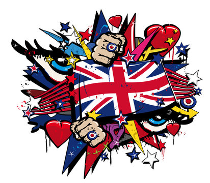 Graffiti UK flag pop art illustration