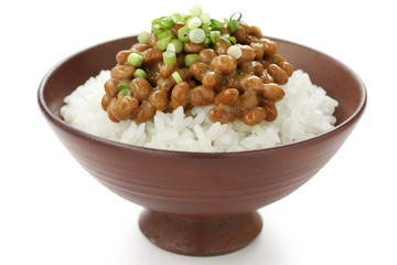 natto(fermented soy beans) on rice , japanese food
