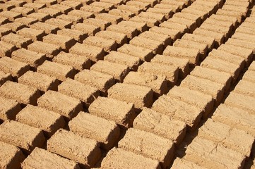 African bricks drying in the sun