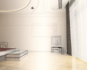 camera da letto rendering 3d progetto