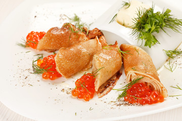 pancakes with caviar