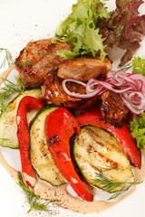 meat with grilled vegetables