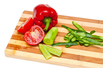 Fresh vegetables on a wooden board