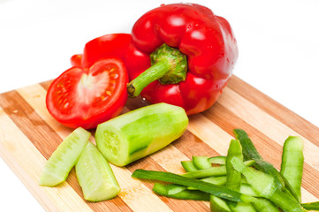 Fresh vegetables on a wooden board