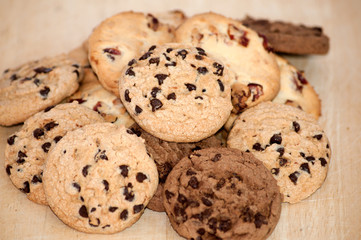 Pile of chocolate chip cookies