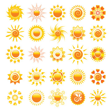 set of sun design elements