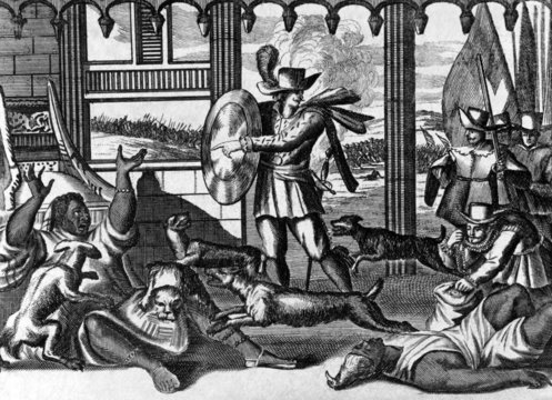 The Dogs of Vasco Nunez de Balboa Attacking the Indians