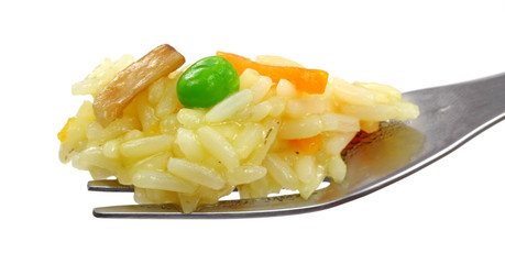 Fork full of rice pilaf