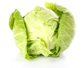 Green cabbage isolated on white background