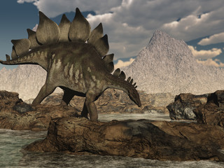 Stegosaurus Roaming - 3d render © AlienCat
