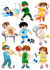 Obraz na płótnie Canvas cartoon sport player icon set