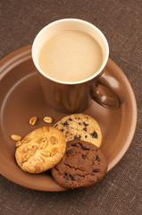 Various cookies and coffee