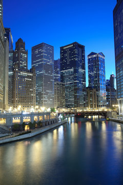 Chicago Financial District at night