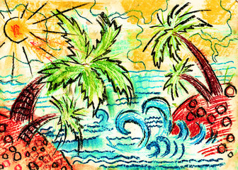 rest,  sea, palm trees