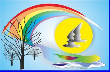 Fototapeta premium lot ku tęczy