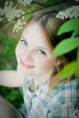 beautiful girl in spring garden