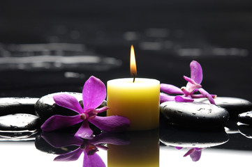 spa scene -aromatherapy candle and zen stones