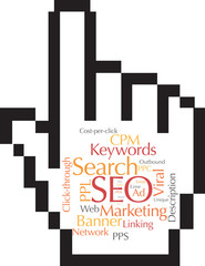 Pointer with word cloud inside