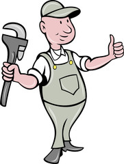 plumber thumbs up with monkey wrench
