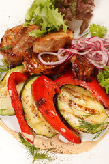 meat with grilled vegetables