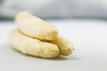 Beautiful white jumbo asparagus close up shoot