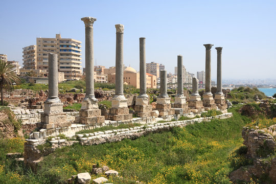 Ancient Roman and Modern city of Tyre, Lebanon